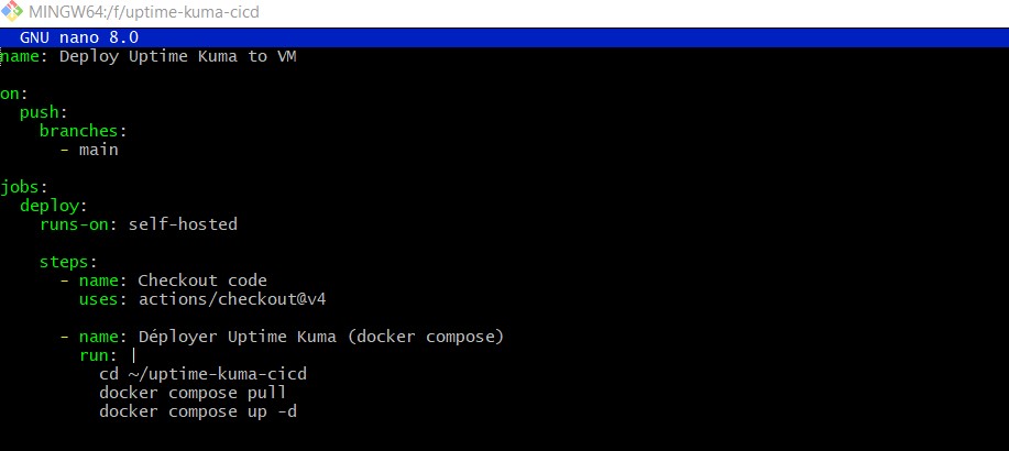 Workflow YAML pour runner self-hosted